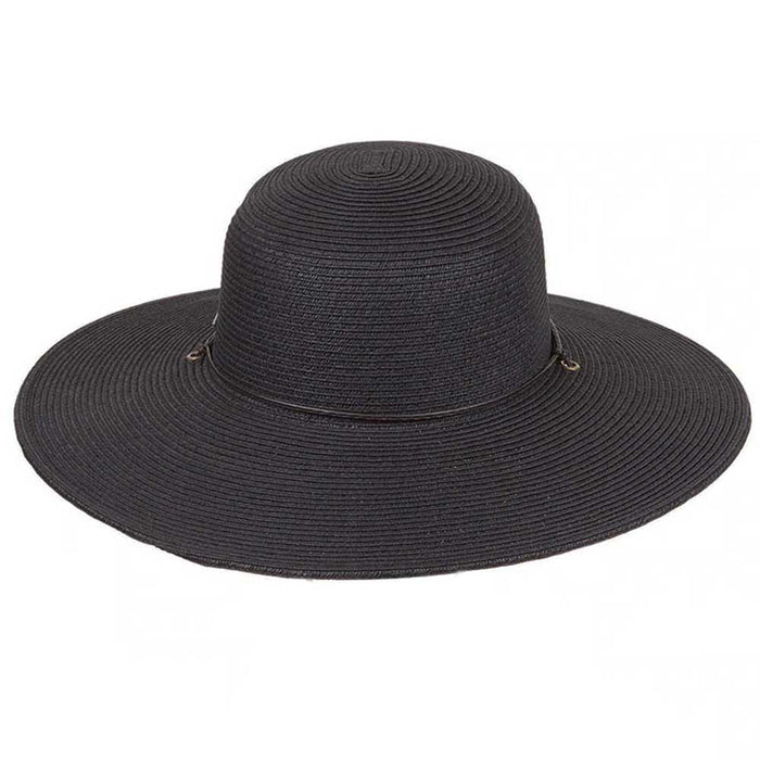 Black Straw Floppy Sun Hat with Chin Cord - Karen Keith Hats Wide Brim Sun Hat Great hats by Karen Keith