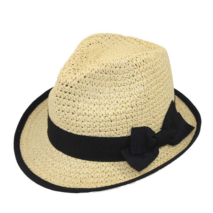 Bound Brim Crochet Toyo Fedora - Jeanne Simmons Hat Fedora Hat Jeanne Simmons Accessories JS1650 Cream OS (57 cm)