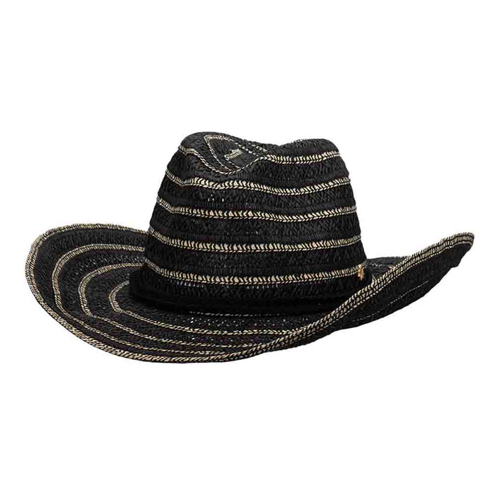 Breezy Braided Women's Cowboy Hat with Chin Strap - Cappelli Straworld Cowboy Hat Cappelli Straworld CSW404BK Black OS (57 cm)