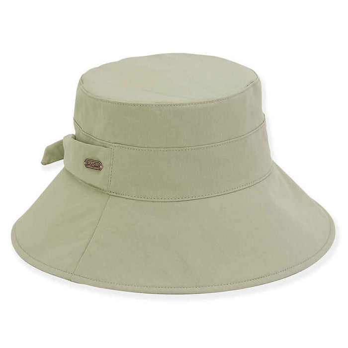 Cotton Poplin Bucket Hat with Tie- Sun 'N' Sand Hats Bucket Hat Sun N Sand Hats HH2787A Sage OS (57 cm)