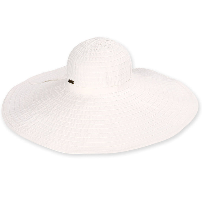 Extra Large Brim Packable Beach Hat - Sun'N'Sand Hats Wide Brim Sun Hat Sun N Sand Hats HH1108A White M/L (57-58 cm)