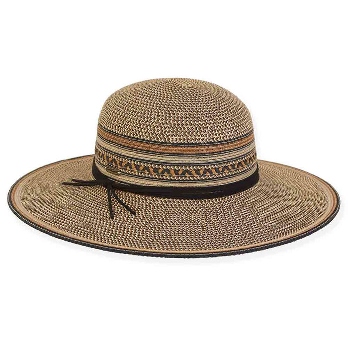Multi Tone Beach Hat with Gold Metallic Detail - Sun 'N' Sand Wide Brim Sun Hat Sun N Sand Hats HH2917B Black OS (57 cm)
