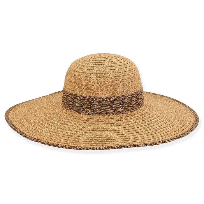 Multi Tone Woven Straw Beach Hat - Sun 'N' Sand Hat Wide Brim Sun Hat Sun N Sand Hats HH2646B Tan OS (57 cm)