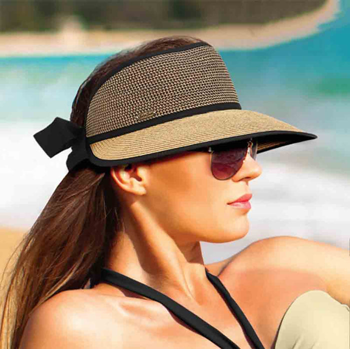 Open Crown Sun Visor Hat for Ponytail - Sun 'n' Sands Hats Visor Cap Sun N Sand Hats