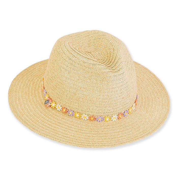 Petite Fedora Hat with Embroidered Flower Band - Sunny Dayz™ Safari Hat Sun N Sand Hats HKYOS179 Natural Small (54.5 cm)