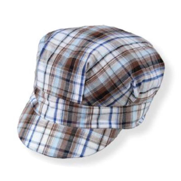 Pleated Plaid Cap for Small Heads - JSA Hat Cap Jeanne Simmons Accessories JS1209 Brown