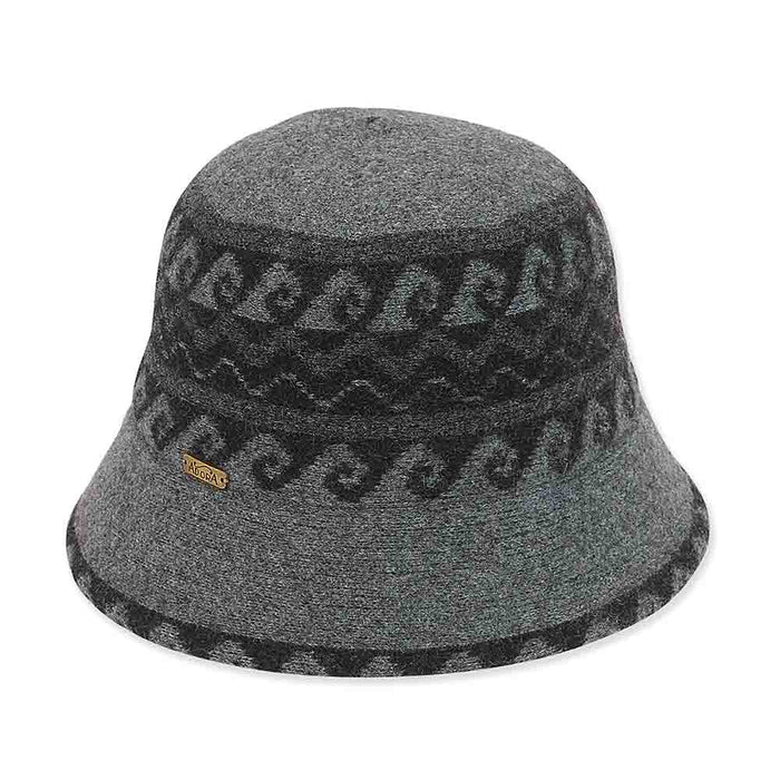 Shapeable brim Patterned Soft Wool Bucket Hat - Adora Wool Hat® Cloche Adora Hats AD1074A Grey