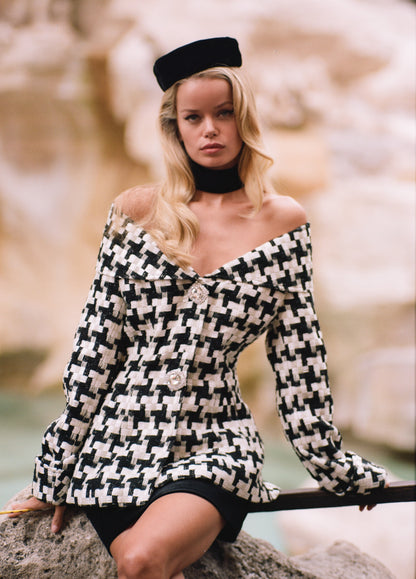 Marlee Plaid Top (Black/White) (Final Sale)