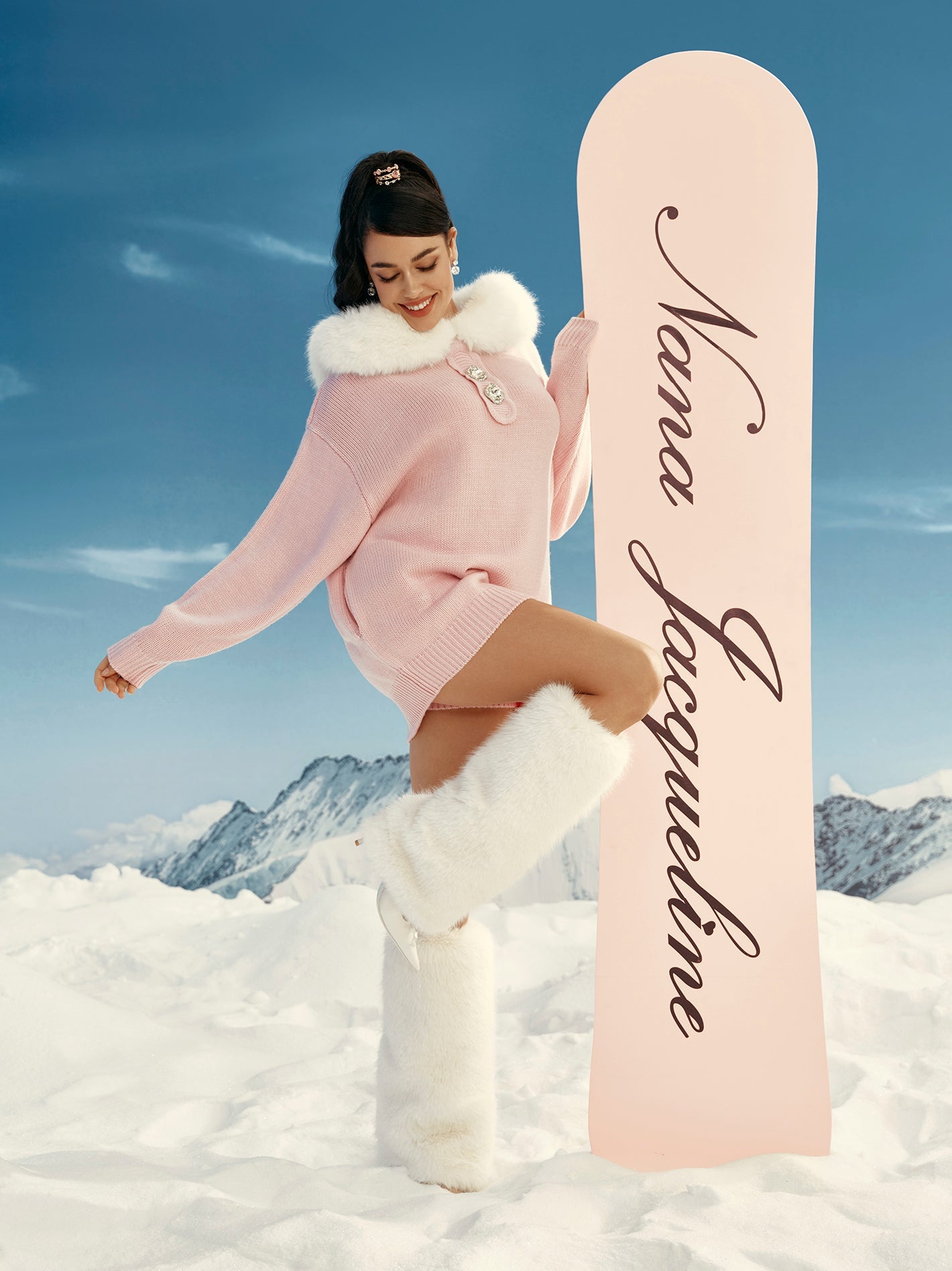 Ava Fur Sweatshirt (Pink) (Final Sale)
