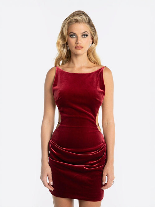 Lucia Velvet Dress (Red)