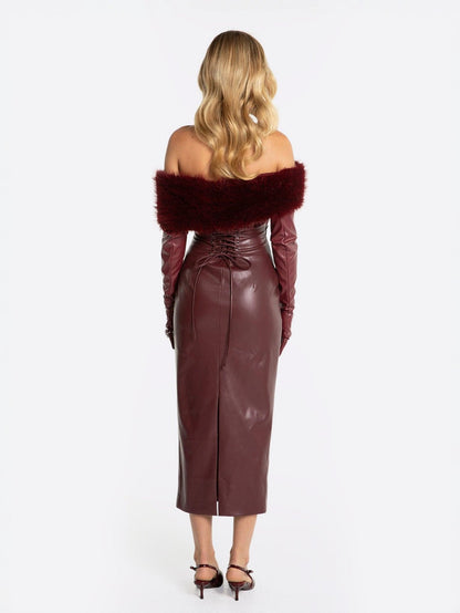 Gabrielle Fur Maxi Dress (Red)