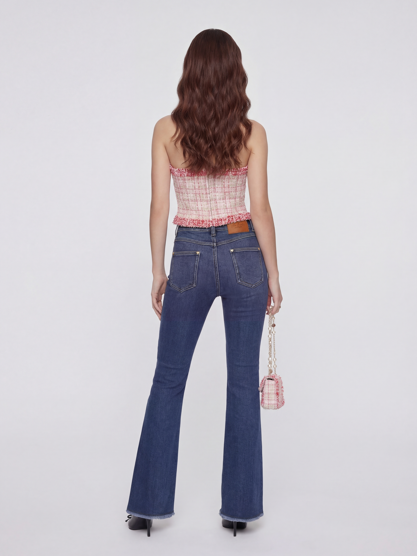 Bianca Metallic-Woven Halter Pink Top