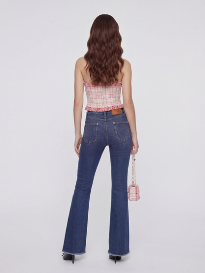 Bianca Metallic-Woven Halter Pink Top