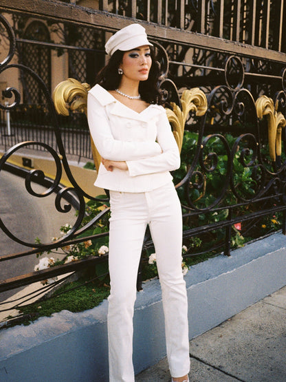 Bettina High-Waist White Denim Jeans