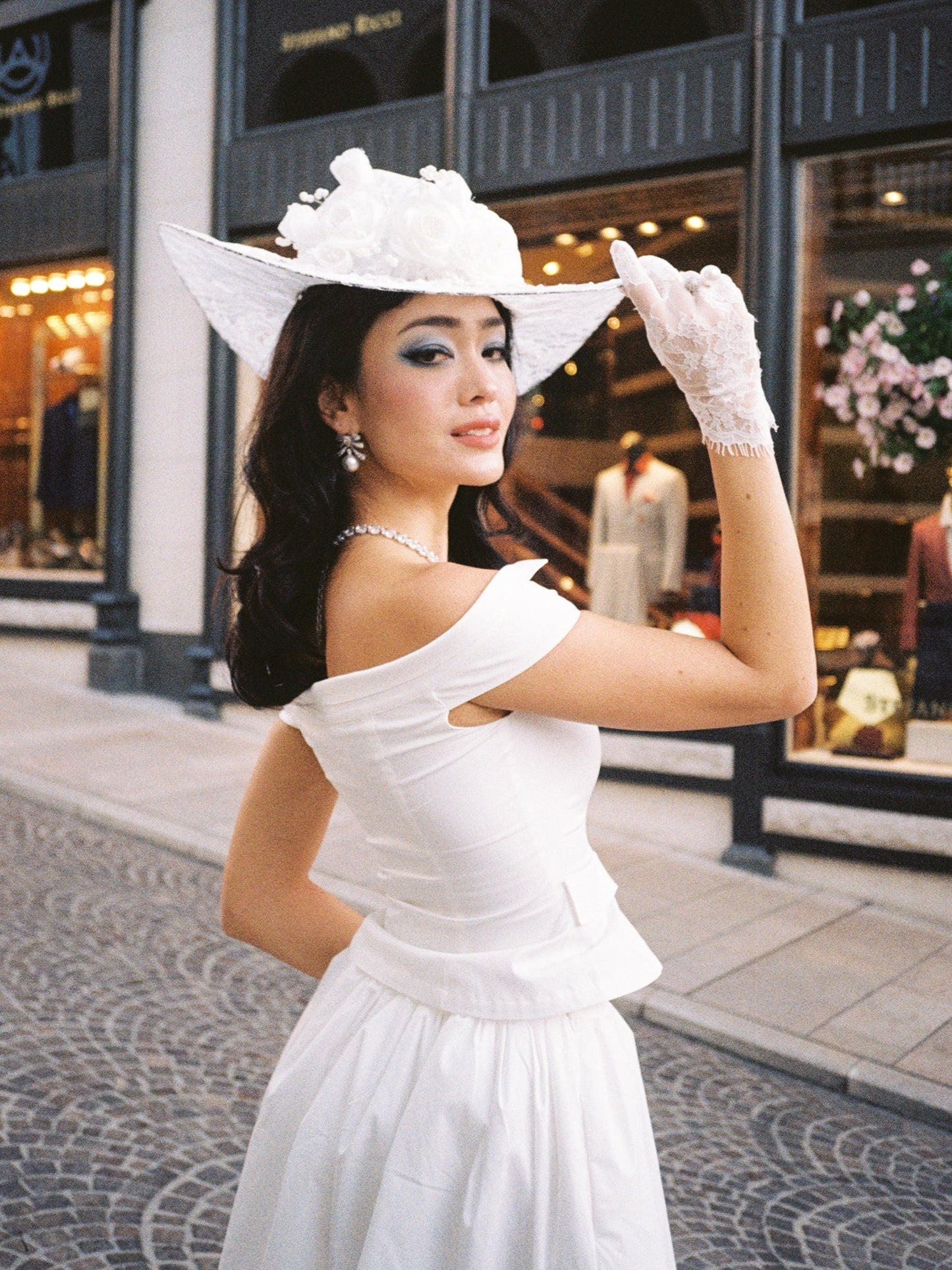 Claudine Off-Shoulder White Cropped Top