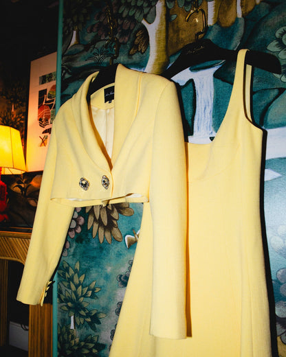 Josephine Square-Neck Yellow Midi Dress