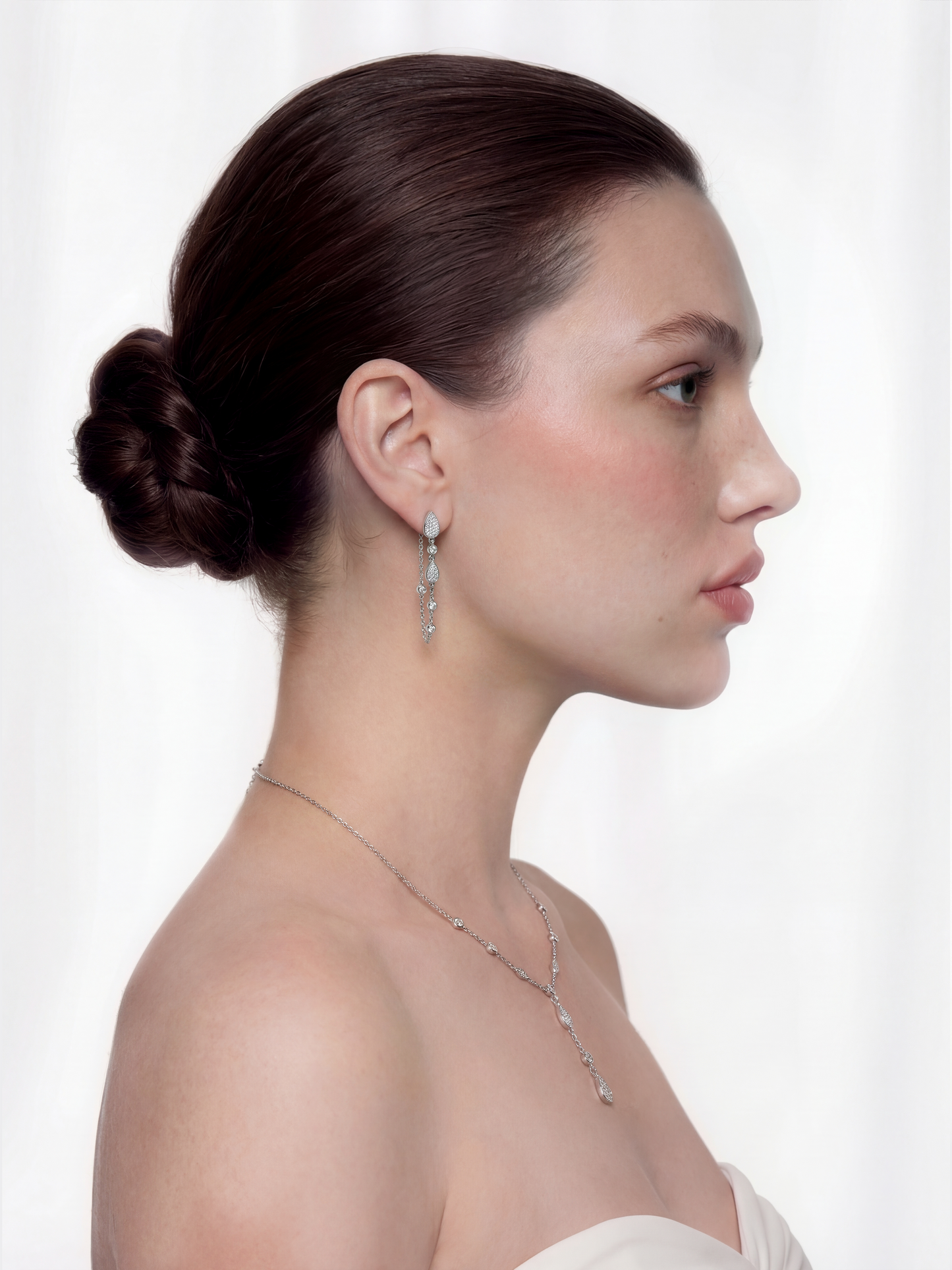 Ameline Crystal Drop Y-Chain Necklace