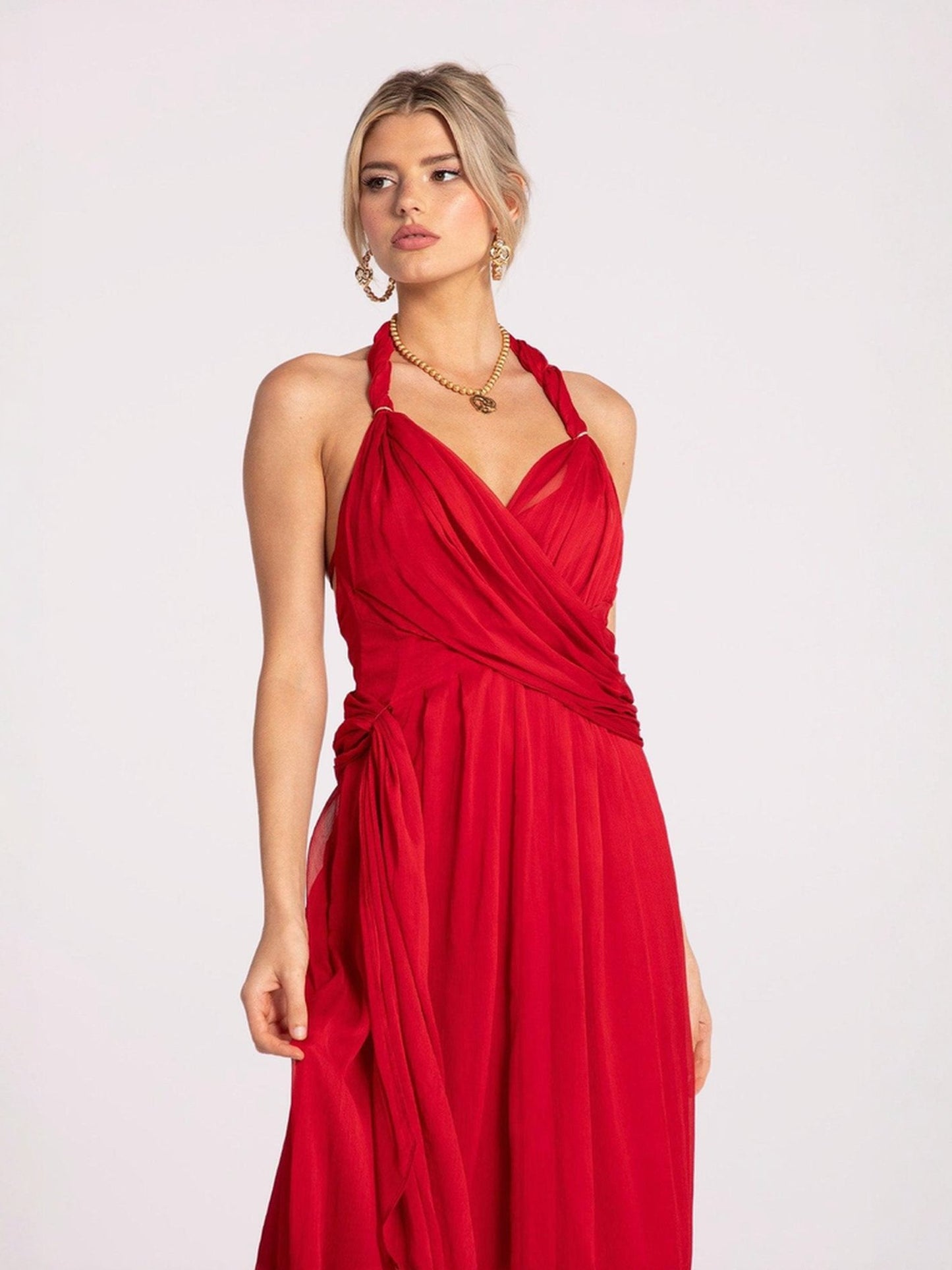 Amber Chiffon Dress (Red)