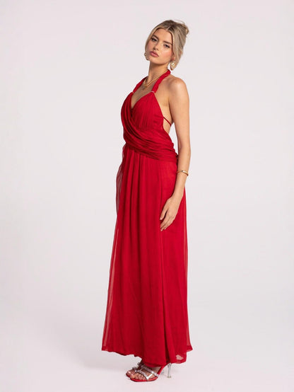 Amber Chiffon Dress (Red)