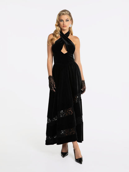 Maxine Velvet Dress (Black) (Final Sale)