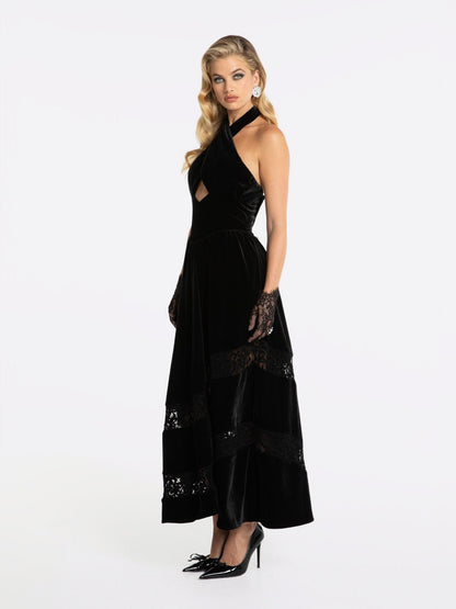 Maxine Velvet Dress (Black) (Final Sale)