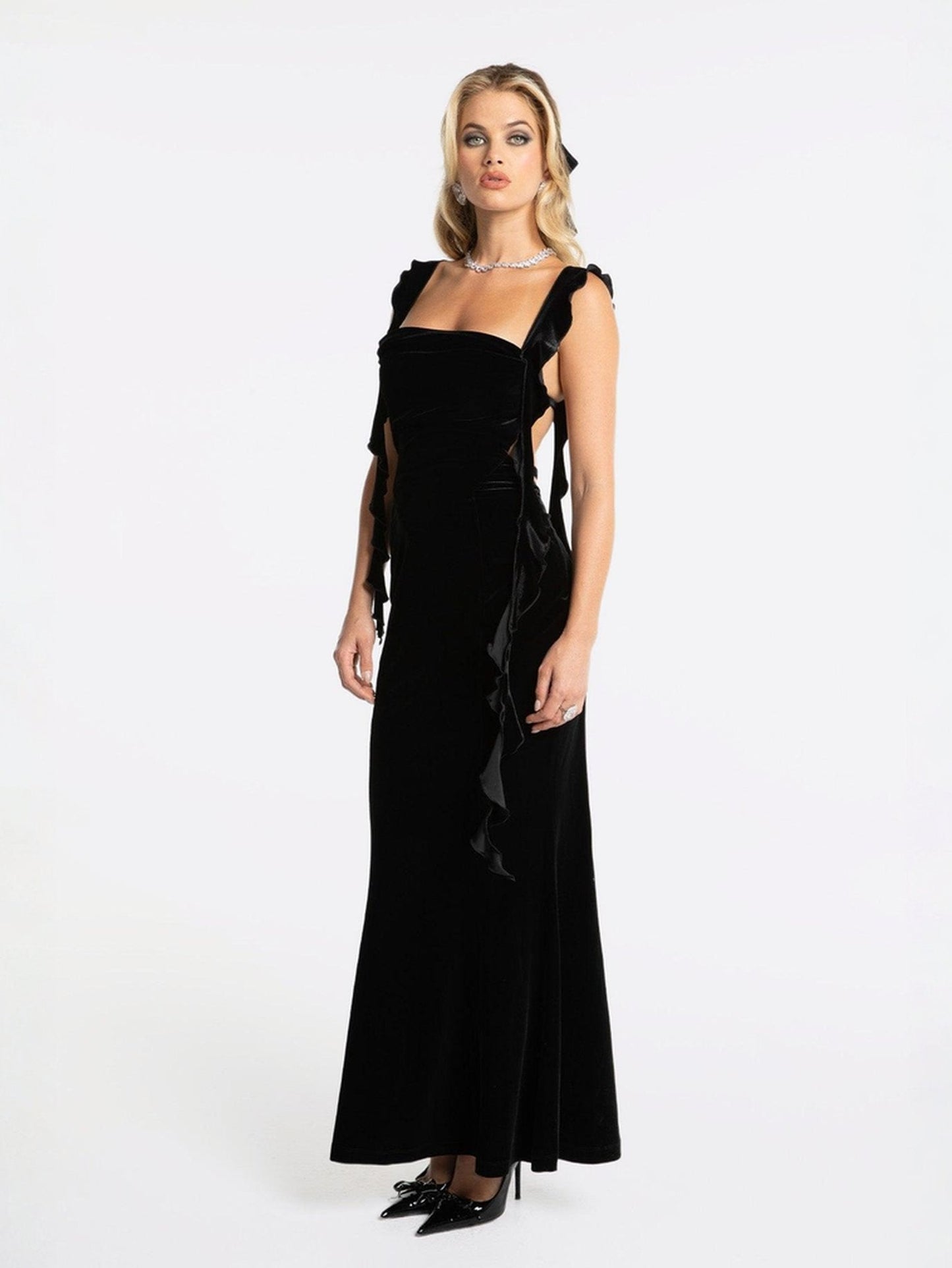 Caroline Velvet Dress (Black)