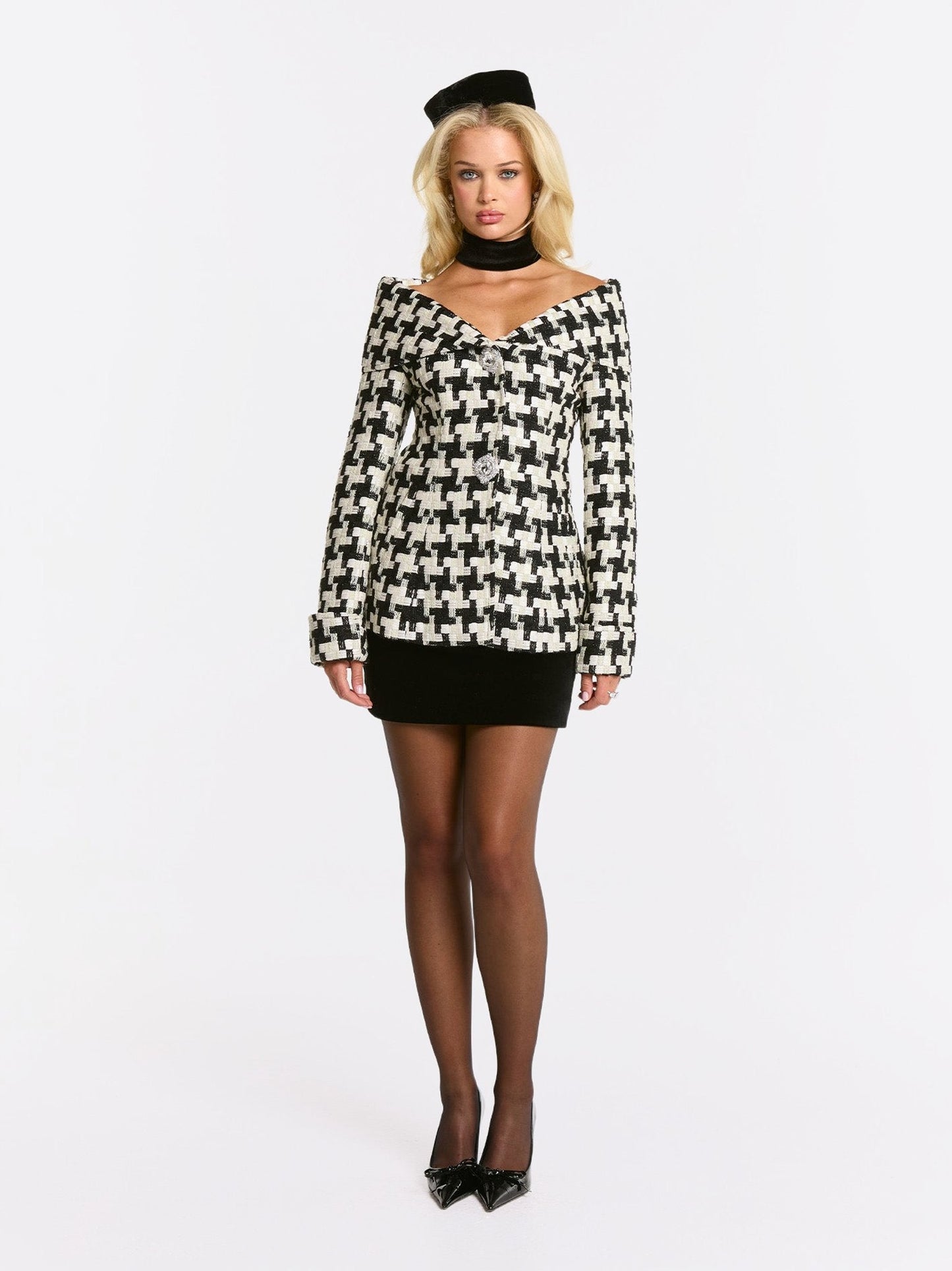 Marlee Plaid Top (Black/White) (Final Sale)