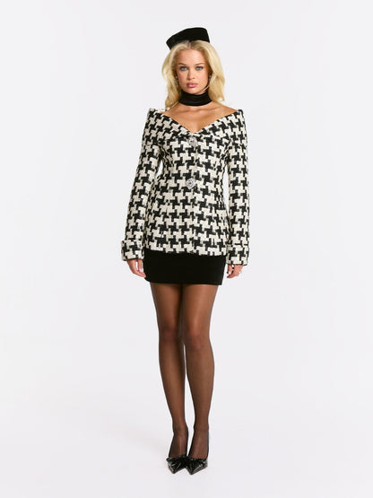 Marlee Plaid Top (Black/White) (Final Sale)