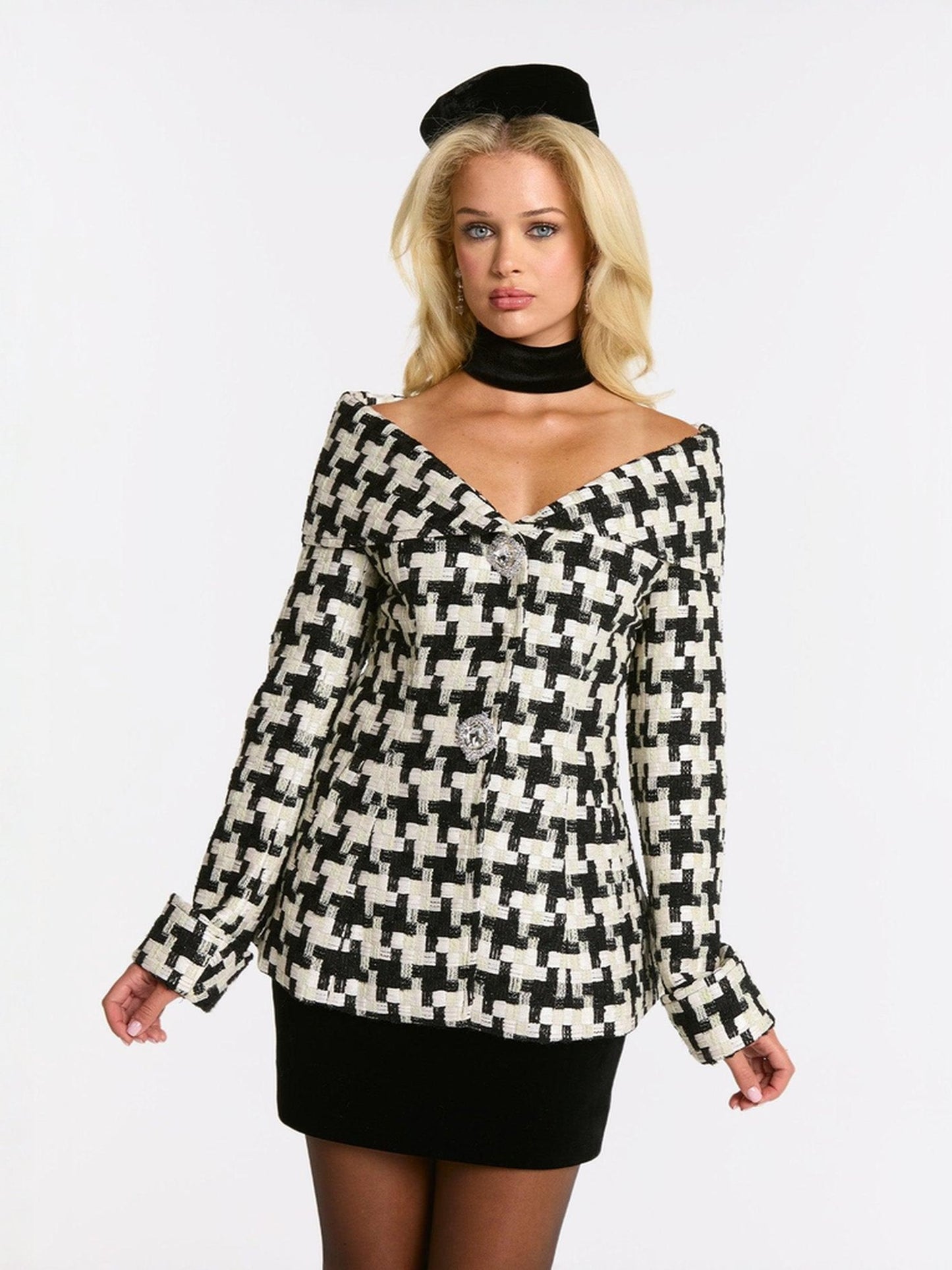 Marlee Plaid Top (Black/White) (Final Sale)