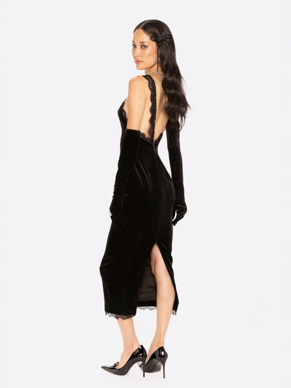 Angelica Velvet Maxi Dress (Black)