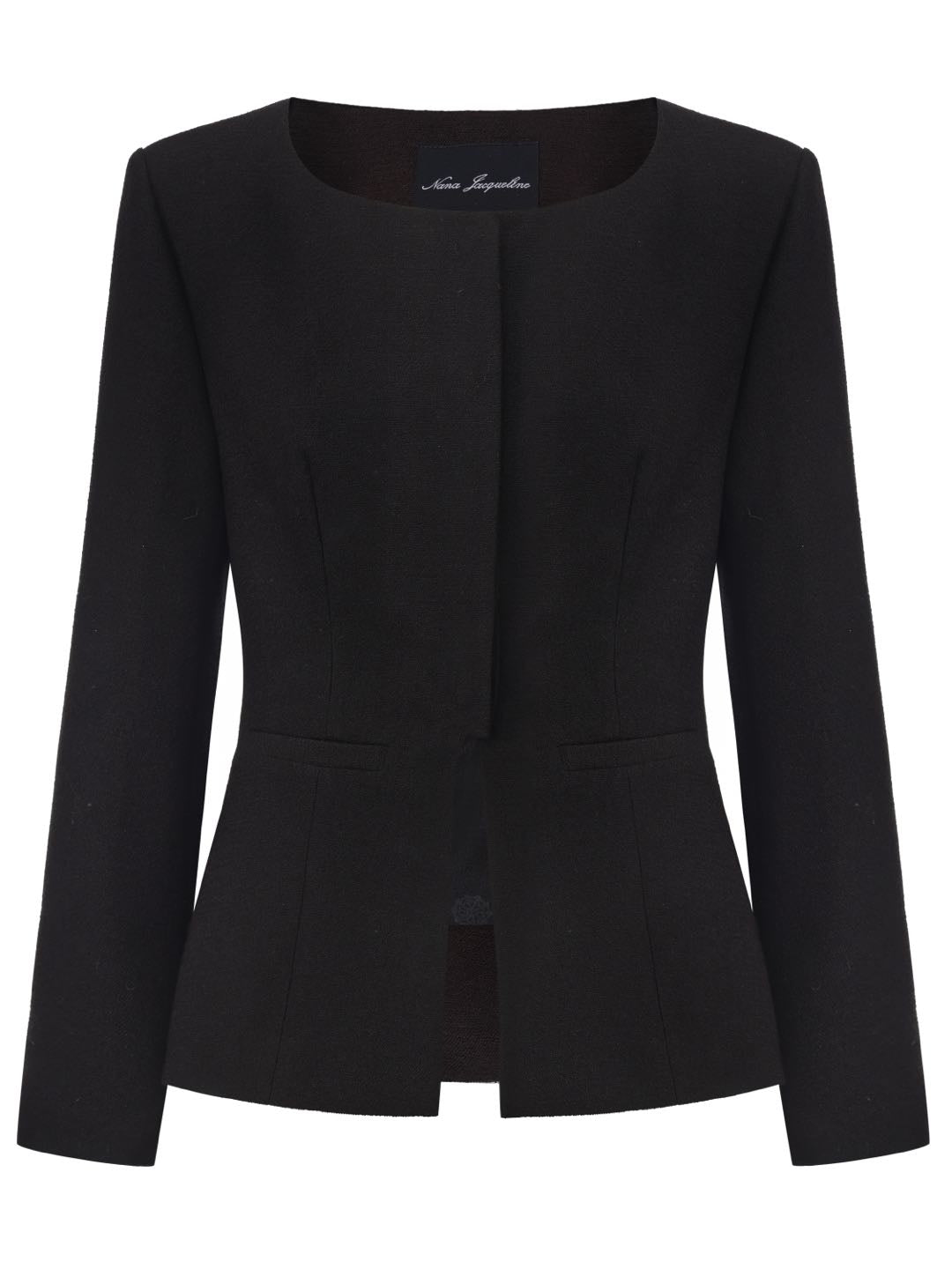 Natalia Tailored Hidden-Placket Black Blazer