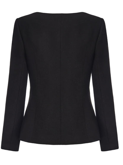 Natalia Tailored Hidden-Placket Black Blazer