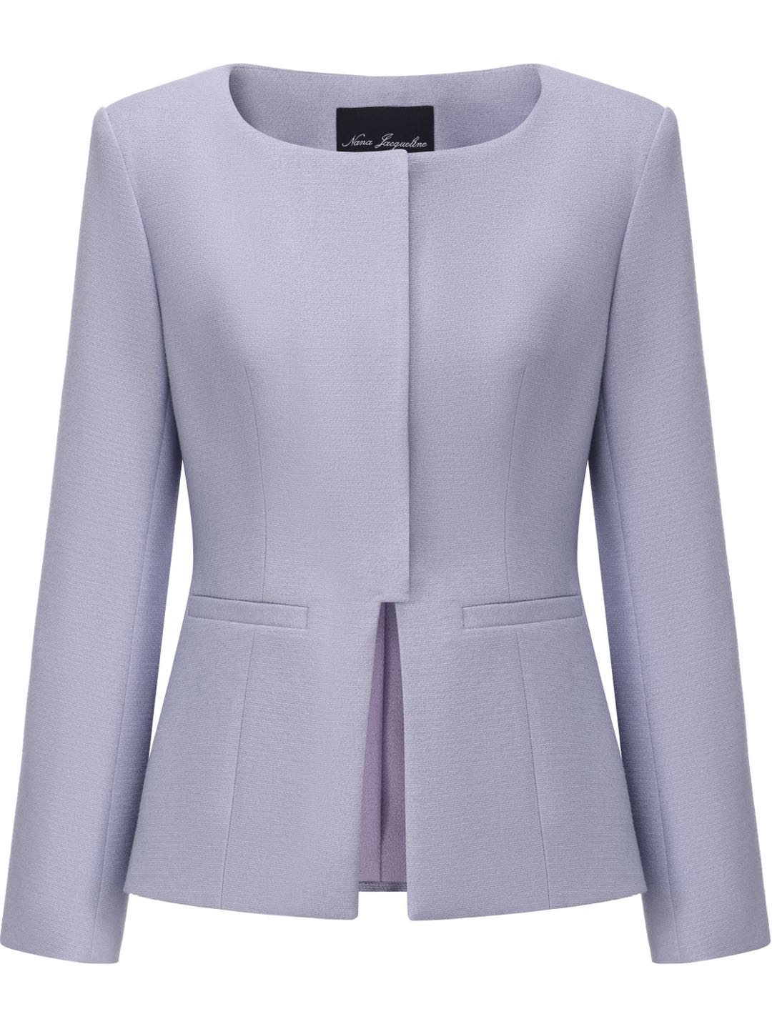 Natalia Tailored Hidden-Placket Purple Blazer