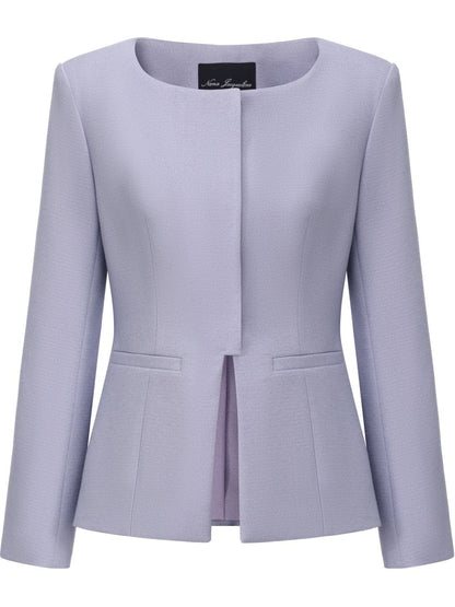 Natalia Tailored Hidden-Placket Purple Blazer