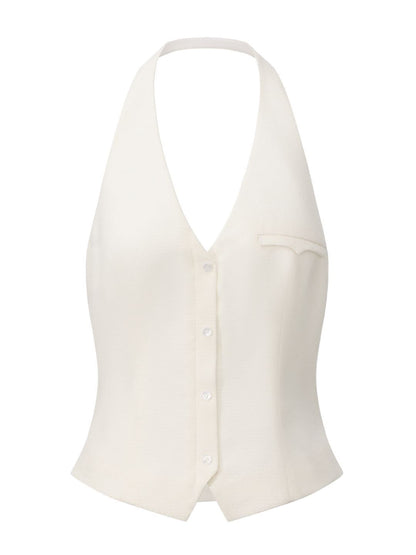 Amara Tailored Halter White Vest