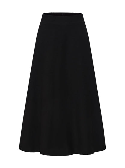 Natalia Tailored A-Line Black Midi Skirt