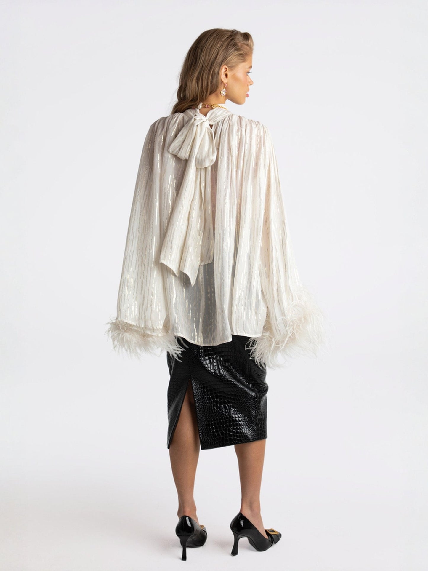 Keira Feather Top (White) (Final Sale)