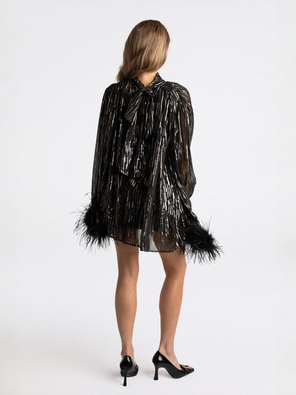 Keira Feather Top (Black) (Final Sale)