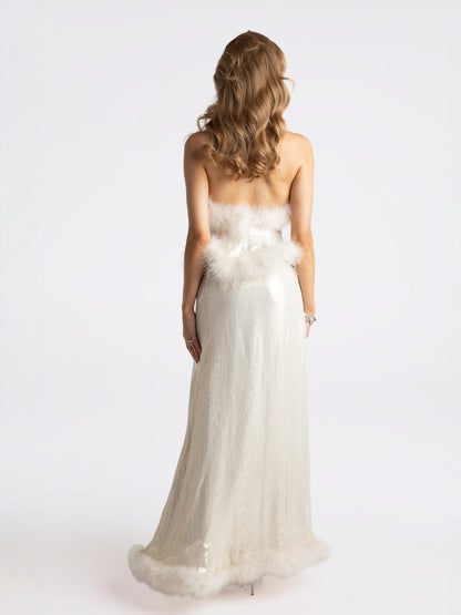 Christina Velvet Skirt  (White)