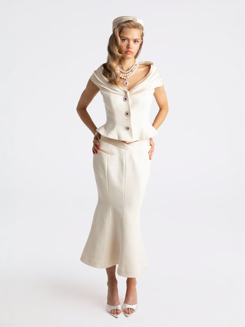 Belle Satin Skirt (Beige (Final Sale)
