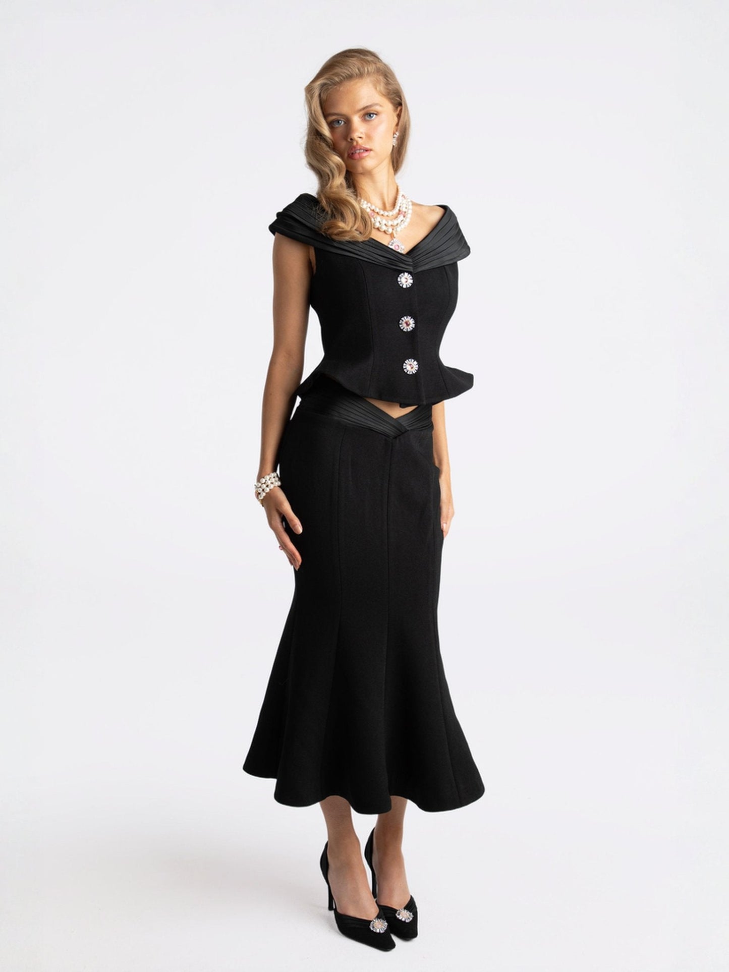 Belle Satin Top (Black) (Final Sale)