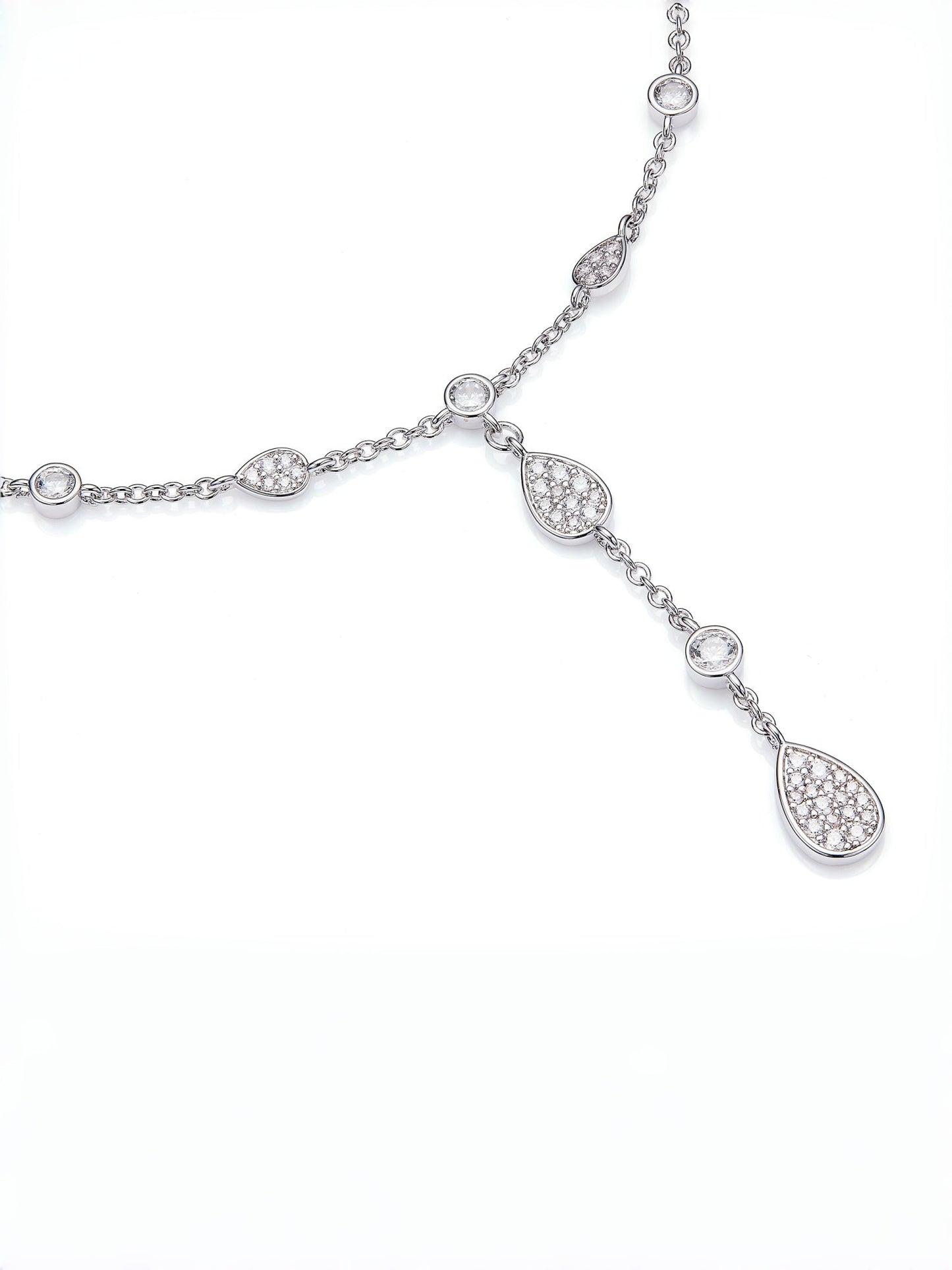 Ameline Crystal Drop Y-Chain Necklace