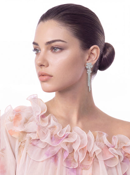 Lucienne Tassel White Earrings