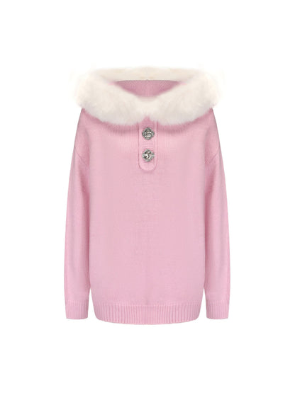 Ava Fur Sweatshirt (Pink) (Final Sale)