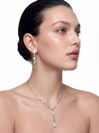 Ameline Crystal Drop Y-Chain Necklace