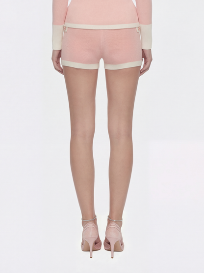 Colette Contrast Knit Pink Micro Shorts