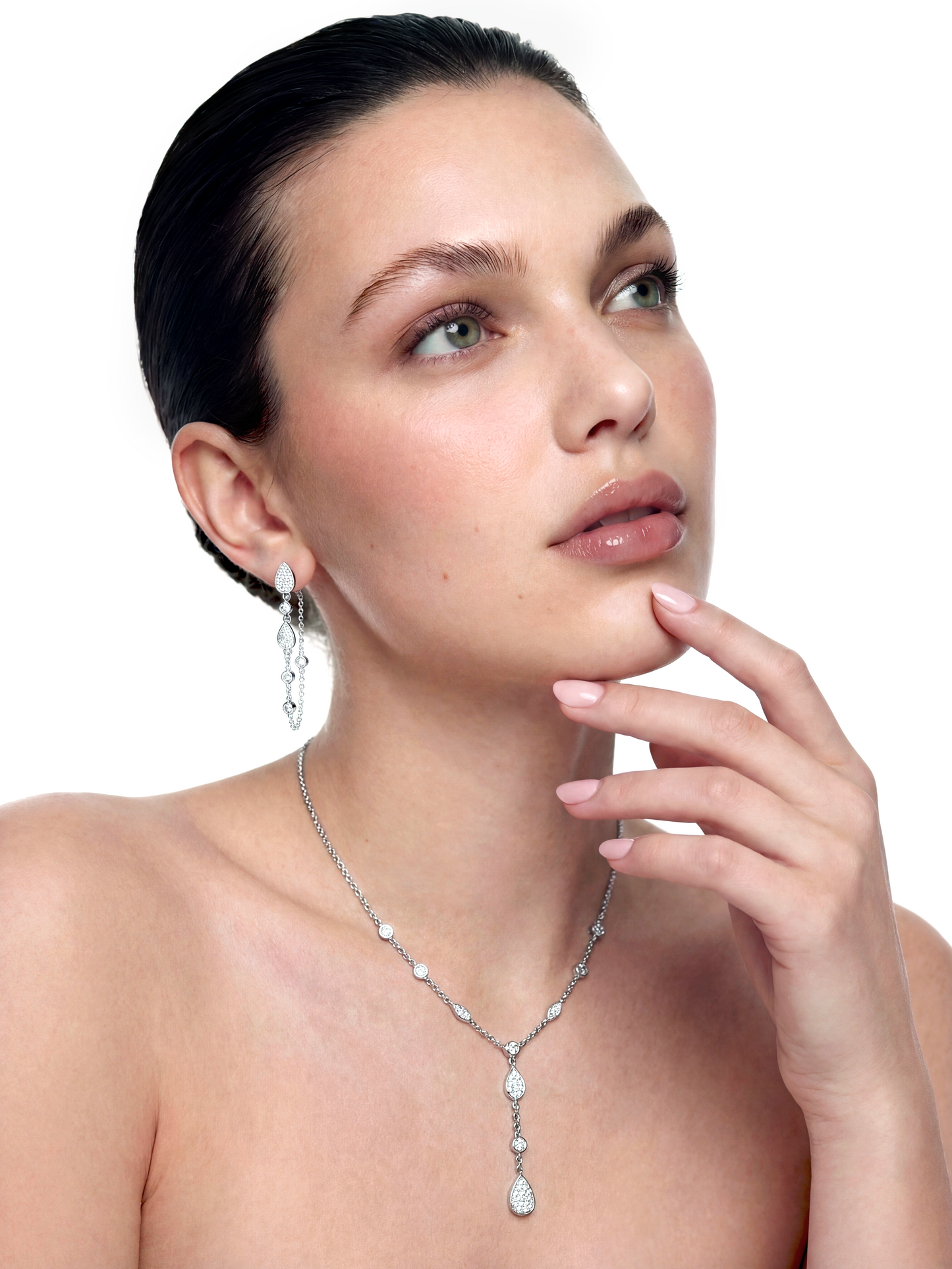 Ameline Crystal Drop Y-Chain Necklace