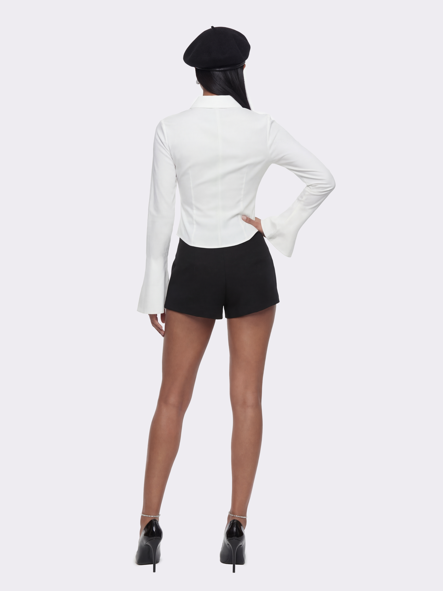 Camille Tailored Black Mid-Rise Shorts
