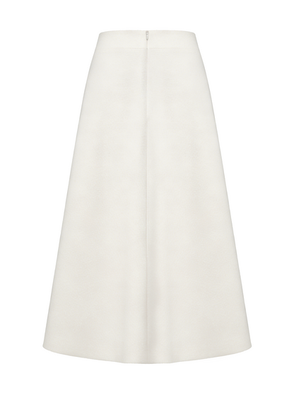 Natalia Tailored A-Line White Midi Skirt