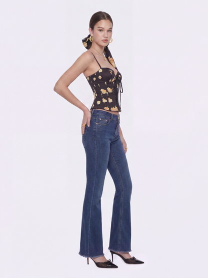 Mila Corset Black Floral Top